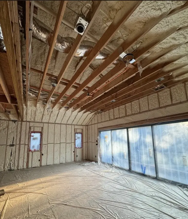 Interior walls and ceiling insulated with spray foam during new construction in Port Neches